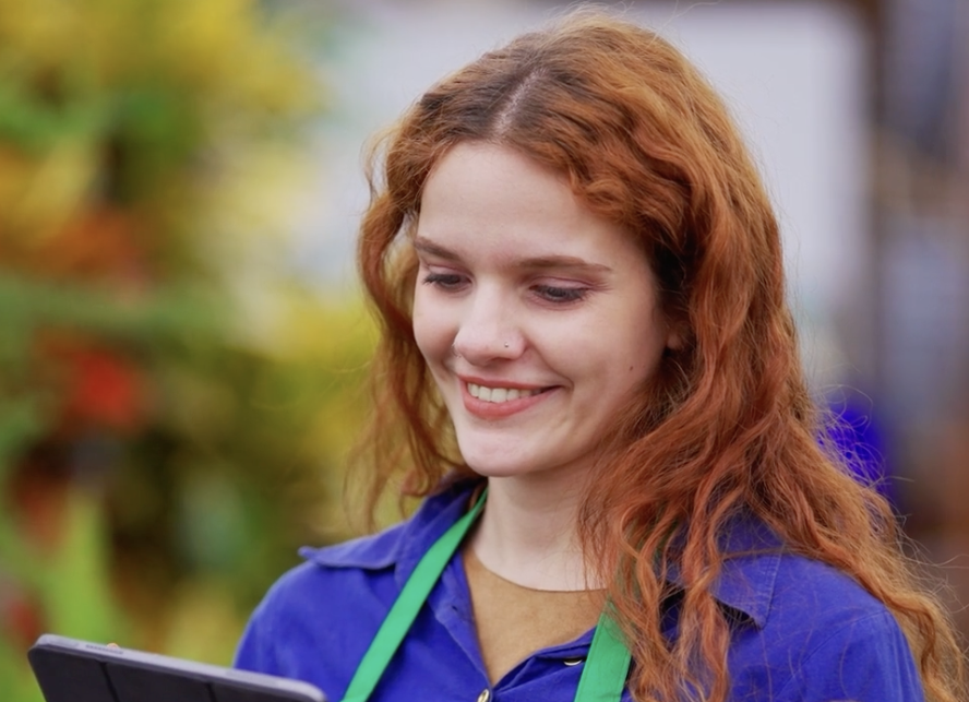 Woman holding ipad